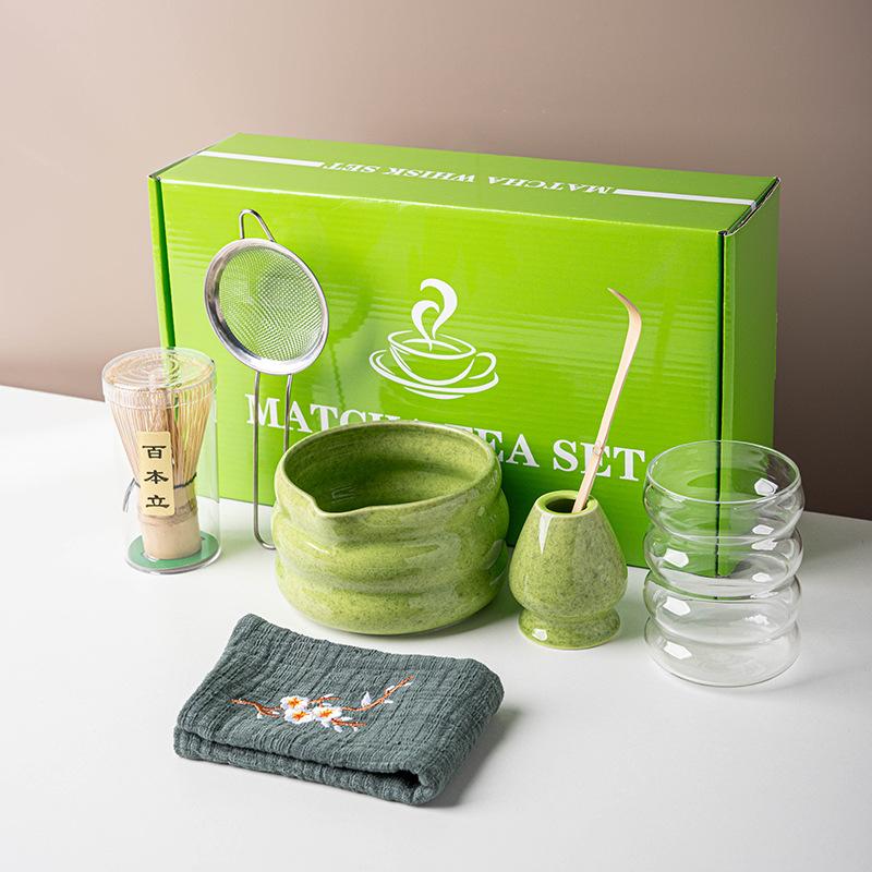 7-Pcs Matcha Set Matcha Kit with Glass Cup Ceramic Matcha Bowl Matcha Tea Scoop Ceremony Tools Complete Kit Gift Box Seven-piece Set
7-Pcs Matcha Set Matcha Kit with Glass Cup Ceramic Matcha Bowl Matcha Tea Scoop Ceremony Tools Complete Kit Gift Box Seven-piece Set