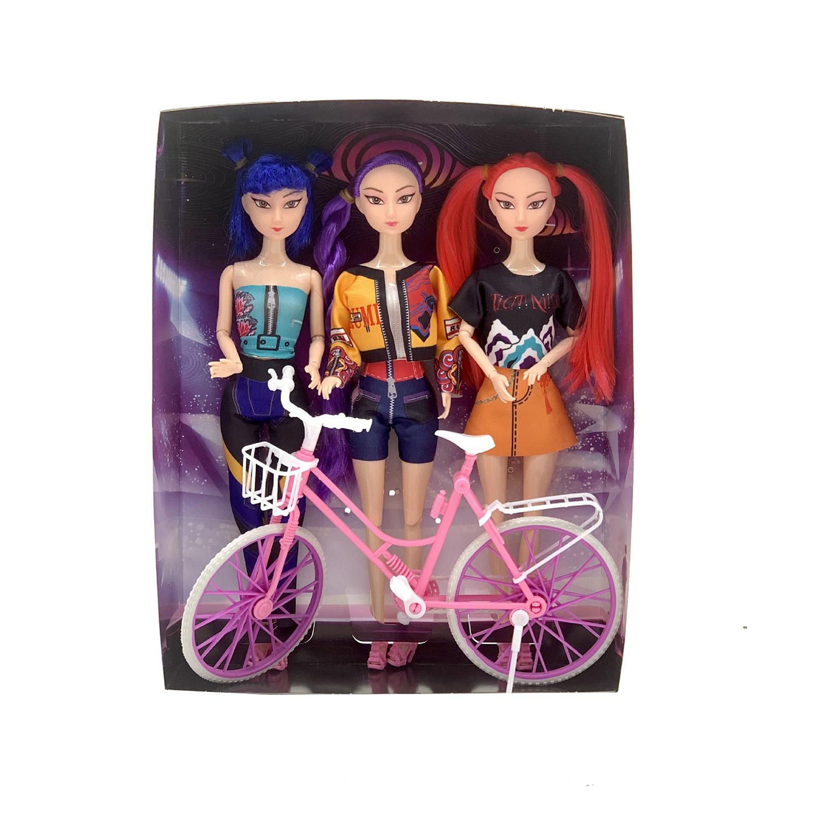 Fashion Doll Set with Three Dolls and Bicycle Casual Outfits Jointed Limbs Long Hair for Creative Role Play Gift One Size
Fashion Doll Set with Three Dolls and Bicycle Casual Outfits Jointed Limbs Long Hair for Creative Role Play Gift One Size