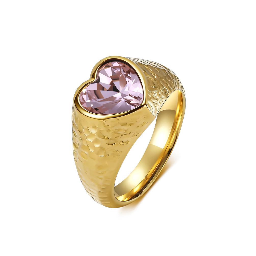 Gold Plated Heart Zircon Ring, 5 Colors Hammered Stainless Steel Band, Vintage Chunky Love Gemstone Finger Ring for Women 5#
Gold Plated Heart Zircon Ring, 5 Colors Hammered Stainless Steel Band, Vintage Chunky Love Gemstone Finger Ring for Women 5#