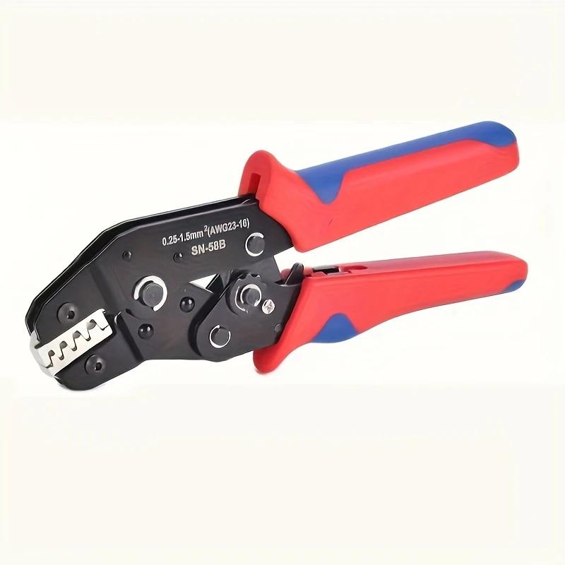SN-58B Ratchet Crimper Tool for 0.25-1.5mm² AWG (24-16) - Compatible with Dupont, TE, JST, Molex Connectors - Black & Red Handle
SN-58B Ratchet Crimper Tool for 0.25-1.5mm² AWG (24-16) - Compatible with Dupont, TE, JST, Molex Connectors - Black & Red Handle