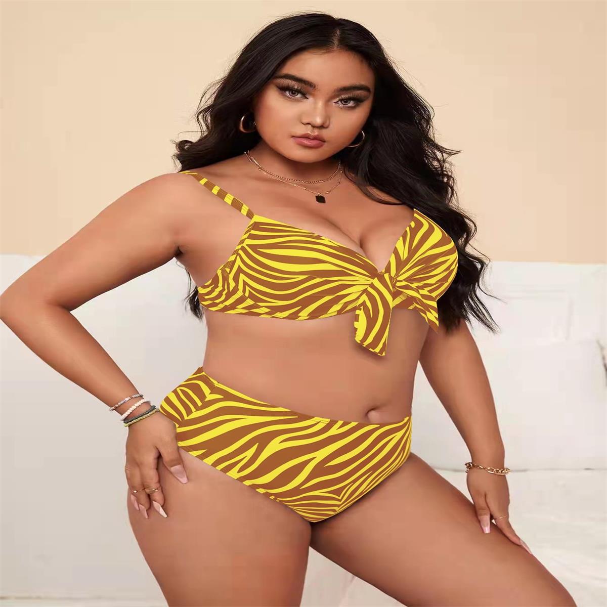 Plus Size Striped Bikini with Front Tie Swimsuit for Women 2XL
Plus Size Striped Bikini with Front Tie Swimsuit for Women 2XL