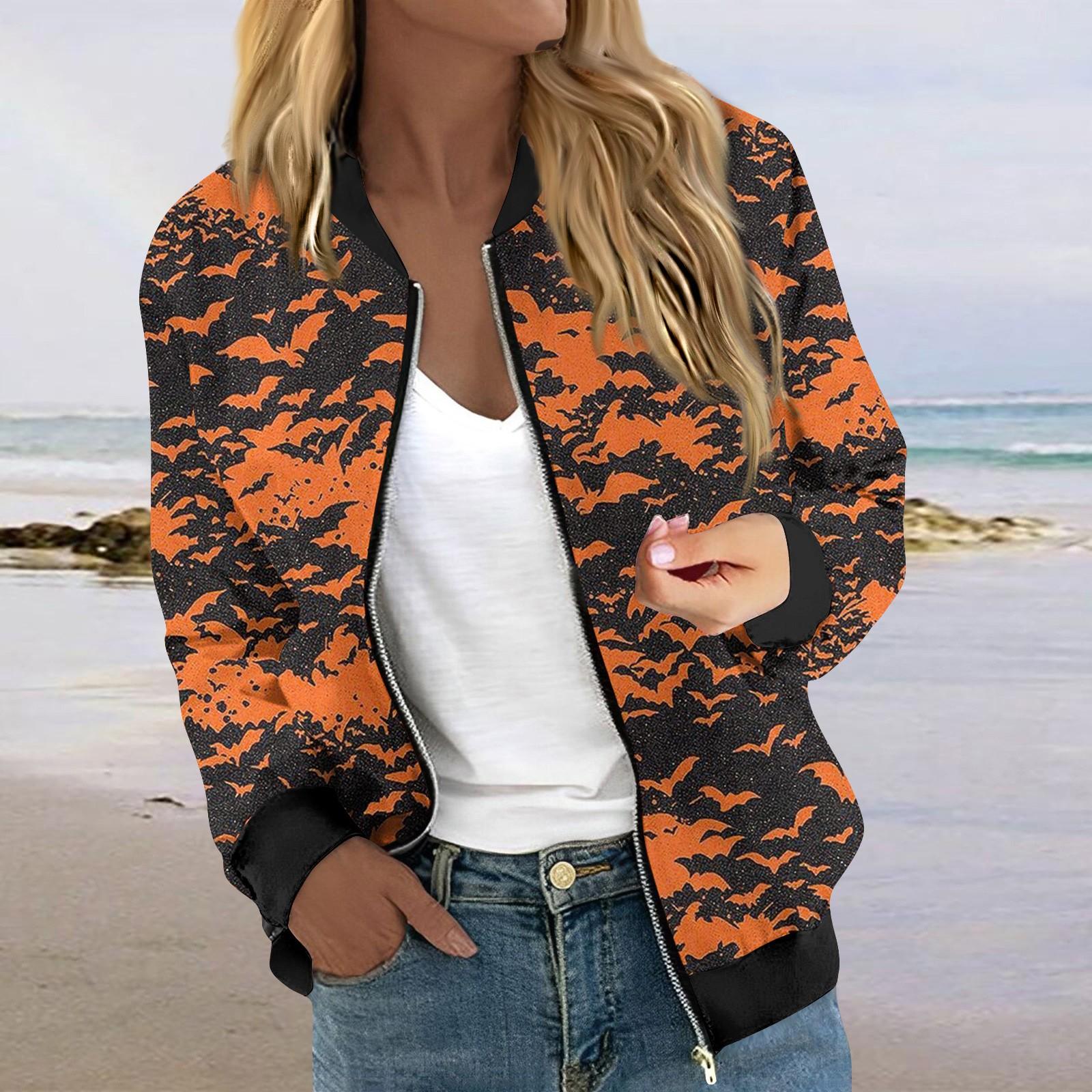 Куртки для женщин с длинным рукавом, легкие, на молнии, укороченные, с принтом на Хэллоуин, верхняя одежда, повседневные стеганые куртки с карманами S
Куртки для женщин с длинным рукавом, легкие, на молнии, укороченные, с принтом на Хэллоуин, верхняя одежда, повседневные стеганые куртки с карманами S