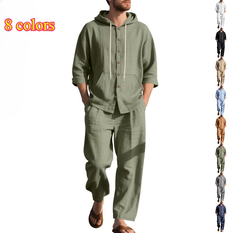 Men s Spring Casual Linen Beach Hooded Shirt Long-sleeved Trousers Suit XXXL білий
Men s Spring Casual Linen Beach Hooded Shirt Long-sleeved Trousers Suit XXXL білий