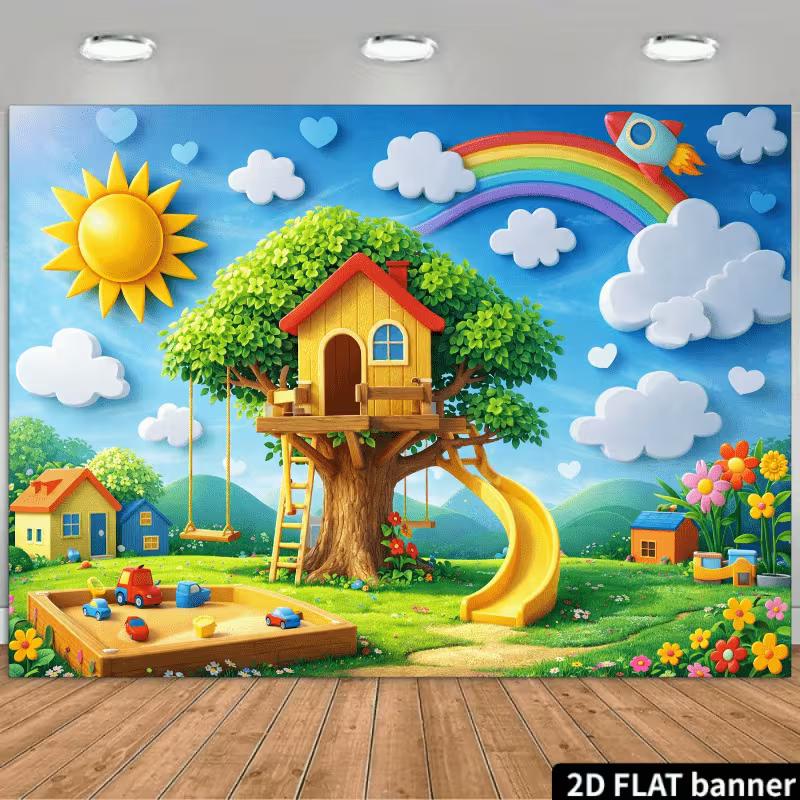 2D Rainbow Tree House Backdrop, Kids Playground Themed Background for Baby & Toddler Party Decor 47.2x31.5inch/120*80cm
2D Rainbow Tree House Backdrop, Kids Playground Themed Background for Baby & Toddler Party Decor 47.2x31.5inch/120*80cm