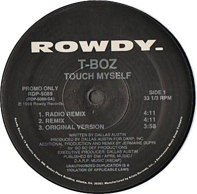 12inch Record T-BOZ - Touch Myself RDP5089 Rowdy Records 1996 US Rap & Hip-Hop/R&B Used
12inch Record T-BOZ - Touch Myself RDP5089 Rowdy Records 1996 US Rap & Hip-Hop/R&B Used