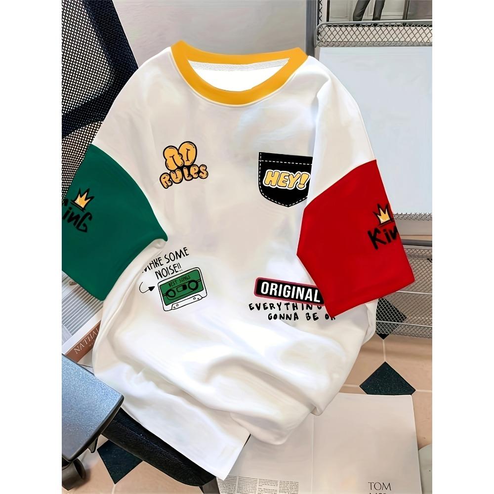 Men s casual contrast patchwork letter print T-shirt, short sleeve suitable for summer 5XL
Men s casual contrast patchwork letter print T-shirt, short sleeve suitable for summer 5XL