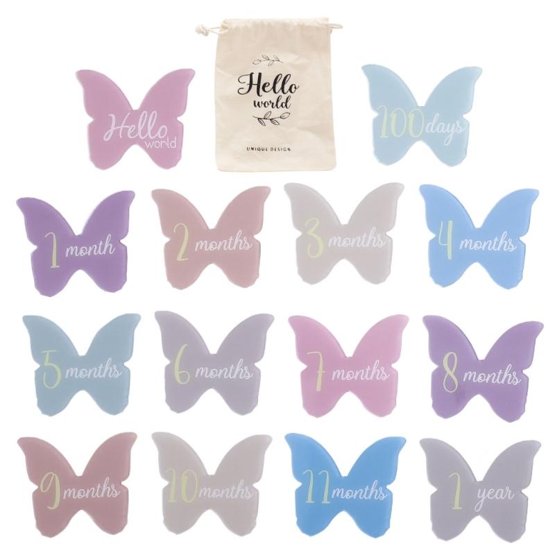 Pack of 14pcs Baby Acrylic Landmark Cards Cloud/Butterfly Shaped Photo Props Commemorative Toy for Newborns Growth
Pack of 14pcs Baby Acrylic Landmark Cards Cloud/Butterfly Shaped Photo Props Commemorative Toy for Newborns Growth