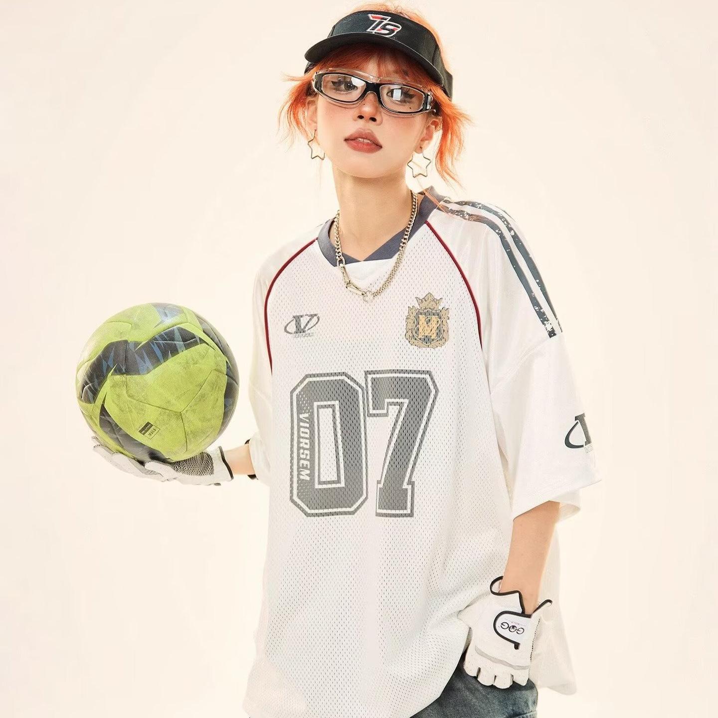 Women s Retro Sport Mesh Rugby T-Shirt: Summer College Style, Loose Fit Short Sleeve Large
Women s Retro Sport Mesh Rugby T-Shirt: Summer College Style, Loose Fit Short Sleeve Large