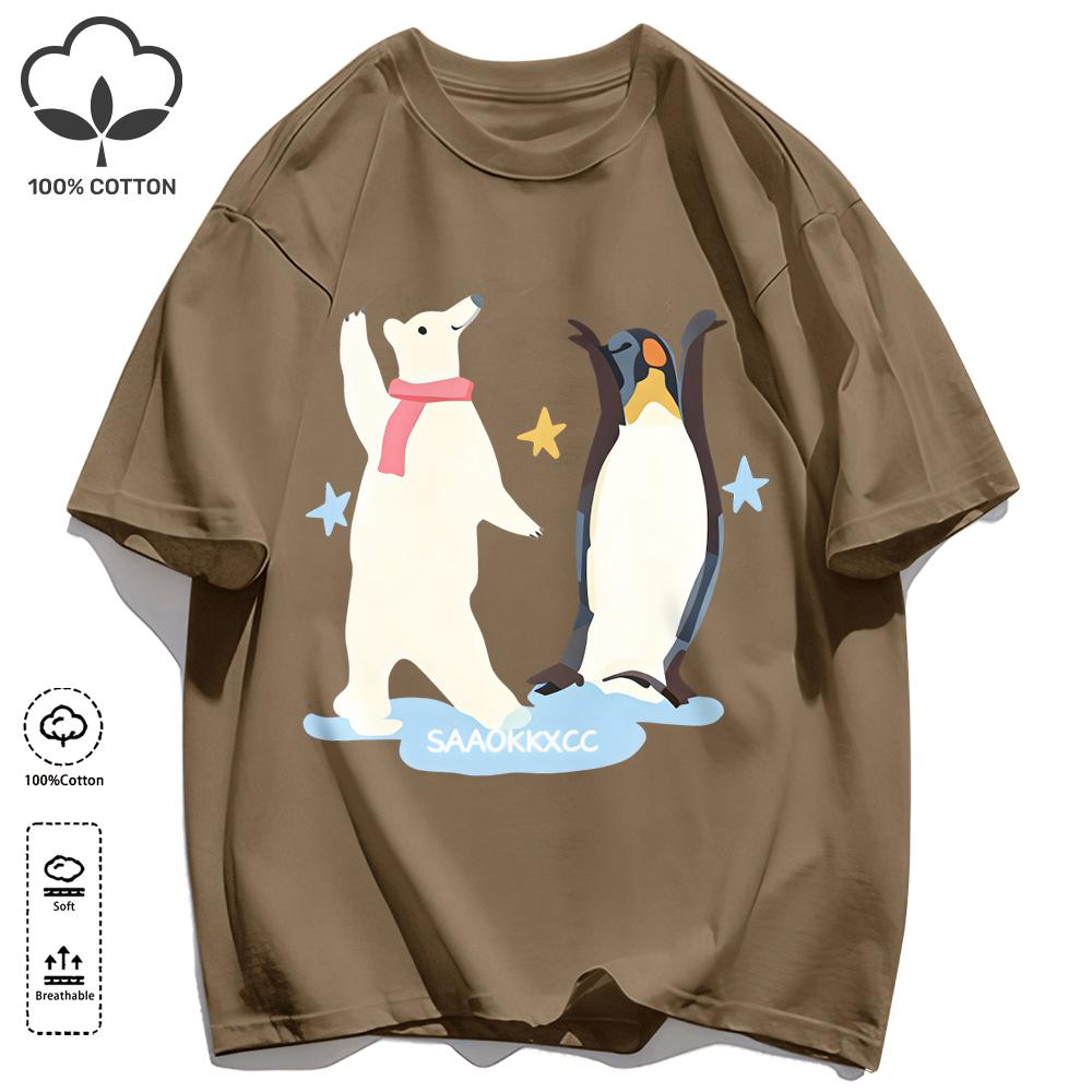 Penguins And Polar Bears Dance Together Retro T-Shirt Unisexs Loose Cotton Tee Trendy Summer Clothing Unisex All-Match Streetwear S
Penguins And Polar Bears Dance Together Retro T-Shirt Unisexs Loose Cotton Tee Trendy Summer Clothing Unisex All-Match Streetwear S