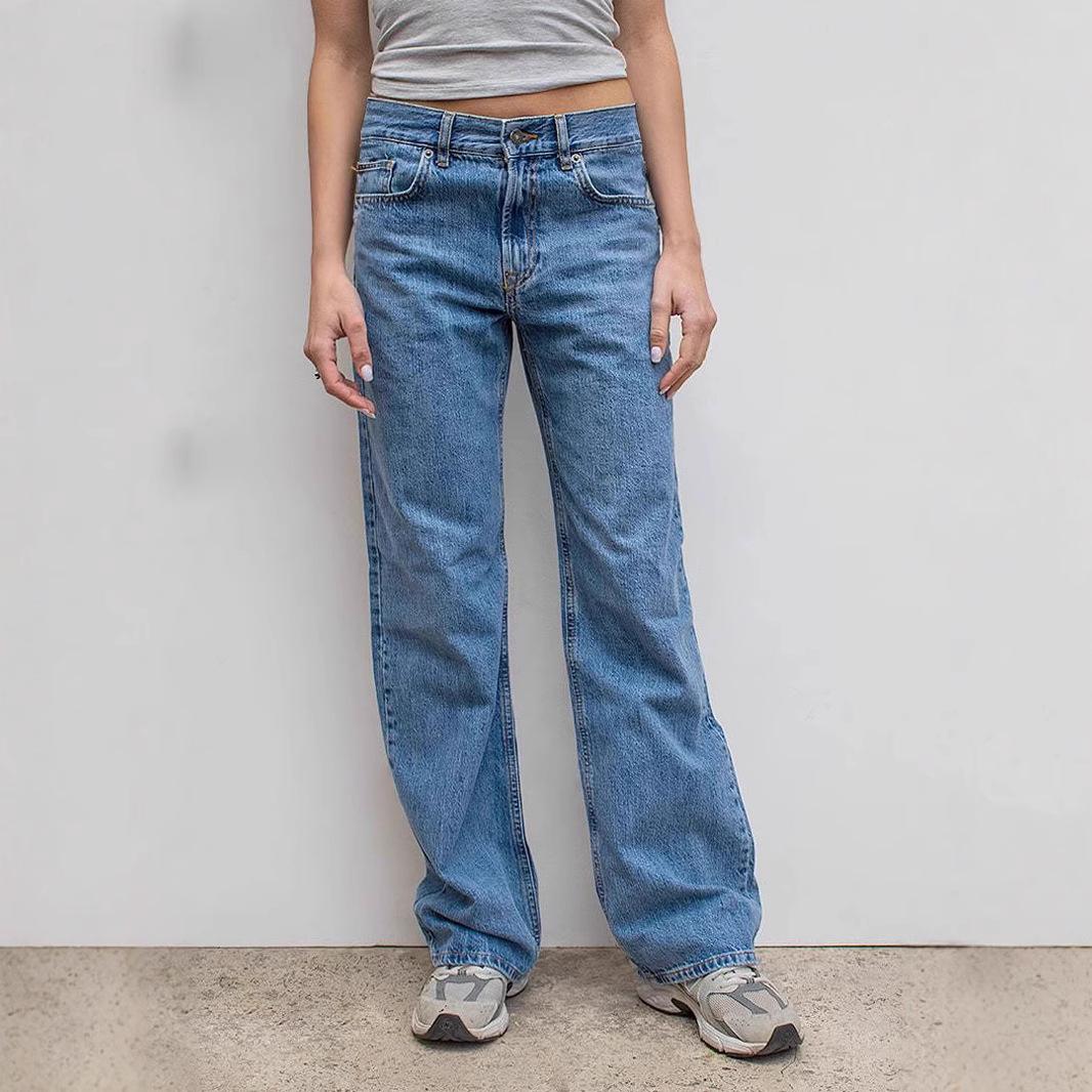 High Waist Distressed Wide Leg Denim Pants for Women M темно-синього кольору
High Waist Distressed Wide Leg Denim Pants for Women M темно-синього кольору
