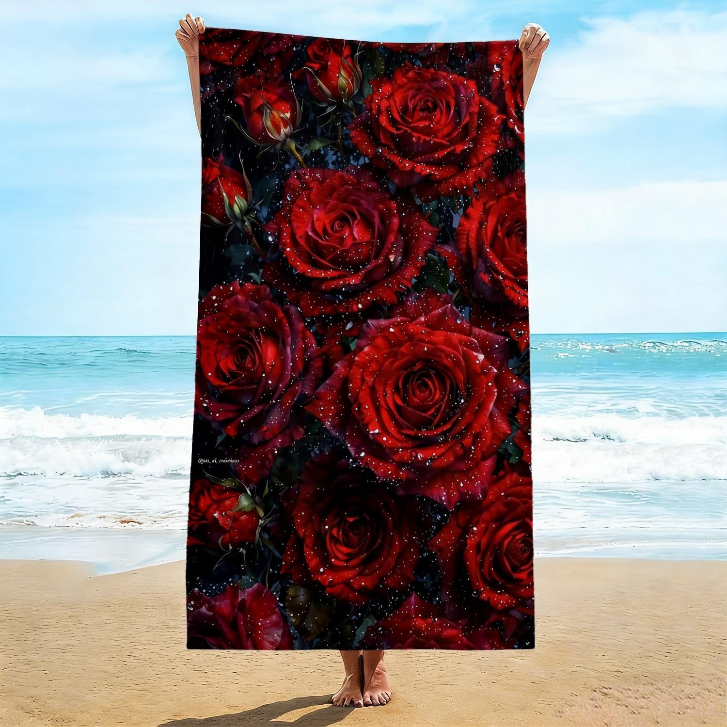 Dramatic Black & Red Rose Towel, Lush Realistic Rose with Dew Drops Print Bath Towel, Bold Romantic Summer Essential 1pcs W30*H60(CM)
Dramatic Black & Red Rose Towel, Lush Realistic Rose with Dew Drops Print Bath Towel, Bold Romantic Summer Essential 1pcs W30*H60(CM)