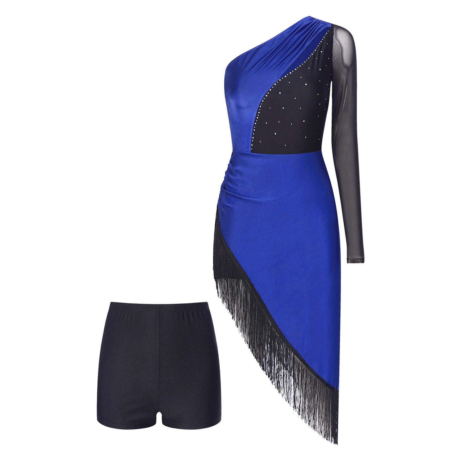 Жіночий блискучий бальний костюм: асиметрична сукня з бахромою та відповідні шорти з блискучими стразами для танцювальних змагань XXL синій
Жіночий блискучий бальний костюм: асиметрична сукня з бахромою та відповідні шорти з блискучими стразами для танцювальних змагань XXL синій