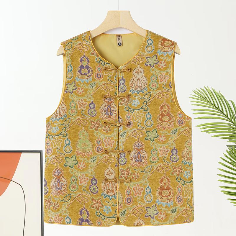 Spring & Autumn Retro Tang Suit Vest for Middle-Aged Mothers - New Chinese Style with Frog Buttons 2XL жовтий
Spring & Autumn Retro Tang Suit Vest for Middle-Aged Mothers - New Chinese Style with Frog Buttons 2XL жовтий