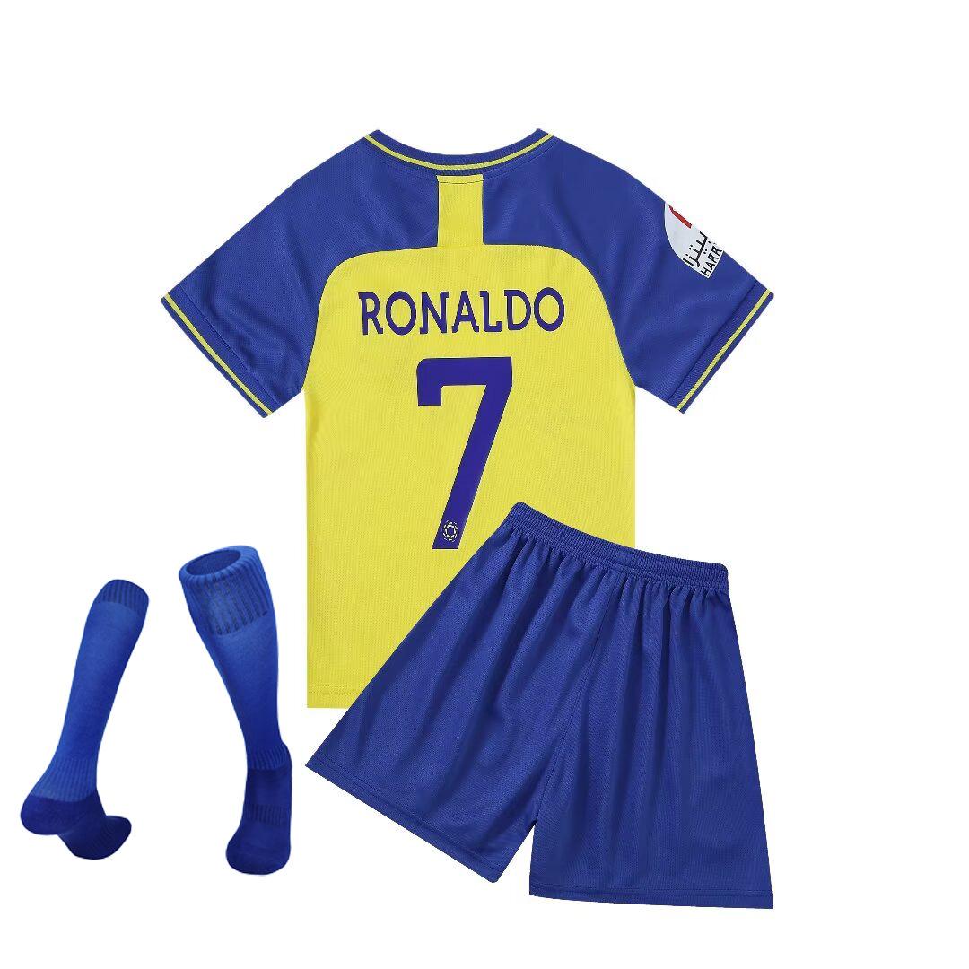 2023 Ronaldo Kids Jersey - Riyadh Home Number 7, National Team, Sizes 14-30 Size 20/120
2023 Ronaldo Kids Jersey - Riyadh Home Number 7, National Team, Sizes 14-30 Size 20/120