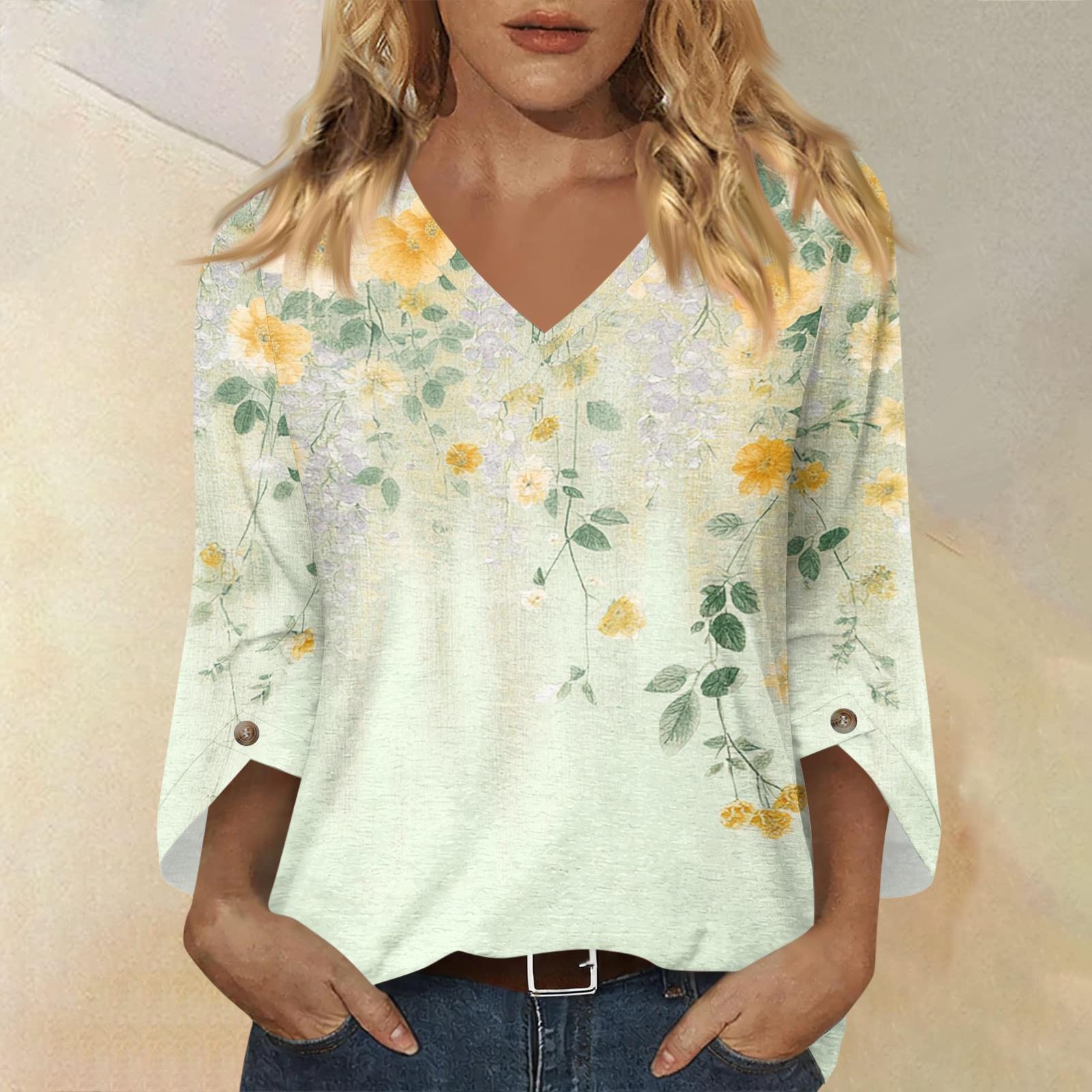 Women V Neck Casual Loose Fit Blouse with Floral and Bird Print Three Quarter Sleeve Lightweight Top for Spring Summer XXXL жёлтый
Women V Neck Casual Loose Fit Blouse with Floral and Bird Print Three Quarter Sleeve Lightweight Top for Spring Summer XXXL жёлтый