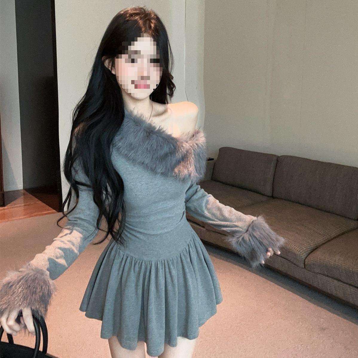 Women s Cross-Border Fuzzy Pleated Skirt Dress, Waist-Cinching One-Shoulder Design, Sexy Style for Autumn and Winter L (Suggest 101-115 jin) серый
Women s Cross-Border Fuzzy Pleated Skirt Dress, Waist-Cinching One-Shoulder Design, Sexy Style for Autumn and Winter L (Suggest 101-115 jin) серый