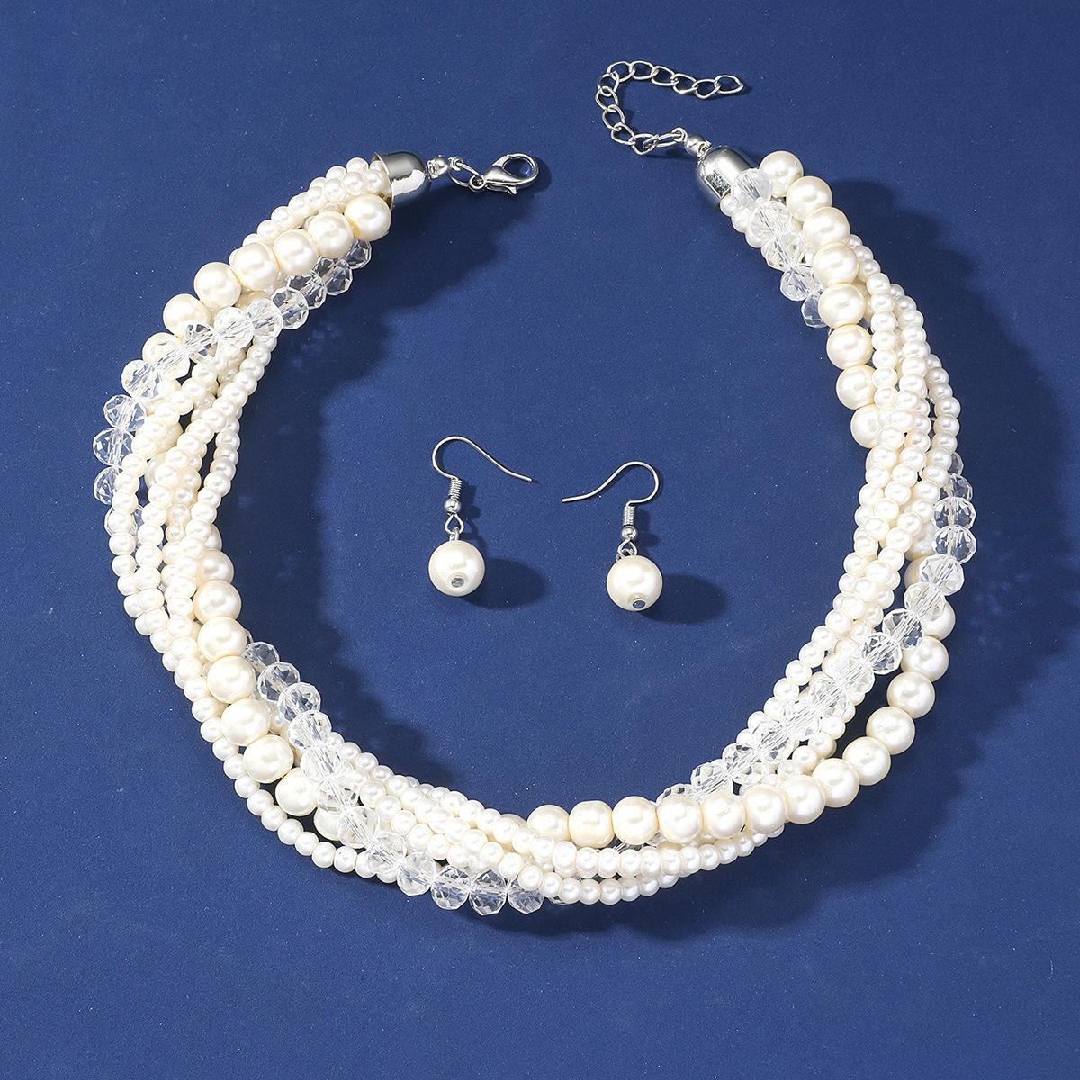 Pearl Glass Rice Bead Wrap Ladies Bridal Necklace Stud Earrings Set білий
Pearl Glass Rice Bead Wrap Ladies Bridal Necklace Stud Earrings Set білий