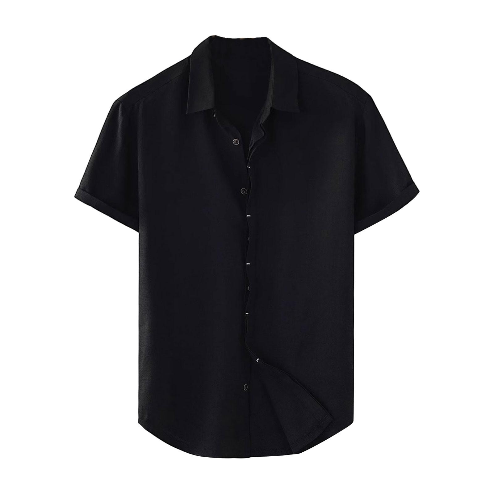 Мужская модная рубашка с воротником, однотонная, повседневная, с короткими рукавами L чёрный
Мужская модная рубашка с воротником, однотонная, повседневная, с короткими рукавами L чёрный