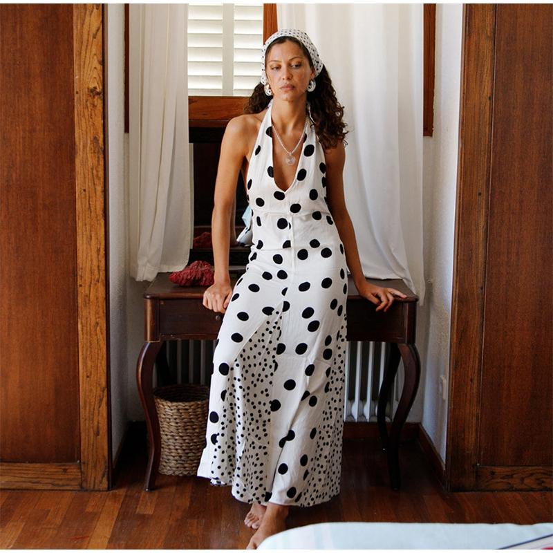 Ladies Polka Dot Patchwork Neck Strap Backless Long Dress Summer New Polka Dot Decorative Dress Elegant Temperament Waist Cinching Ladies Long Dress S
Ladies Polka Dot Patchwork Neck Strap Backless Long Dress Summer New Polka Dot Decorative Dress Elegant Temperament Waist Cinching Ladies Long Dress S