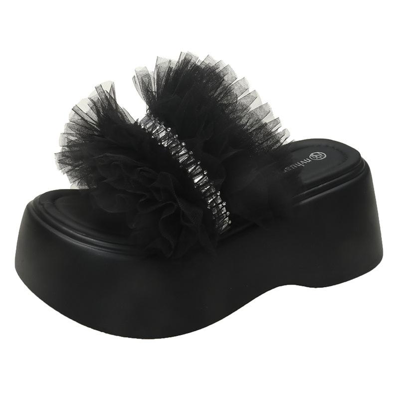 Small thick-bottomed beach slippers girl 2025 summer new fairy wind mesh yarn rhinestone muffin one-word cool slippers 39 чёрный
Small thick-bottomed beach slippers girl 2025 summer new fairy wind mesh yarn rhinestone muffin one-word cool slippers 39 чёрный