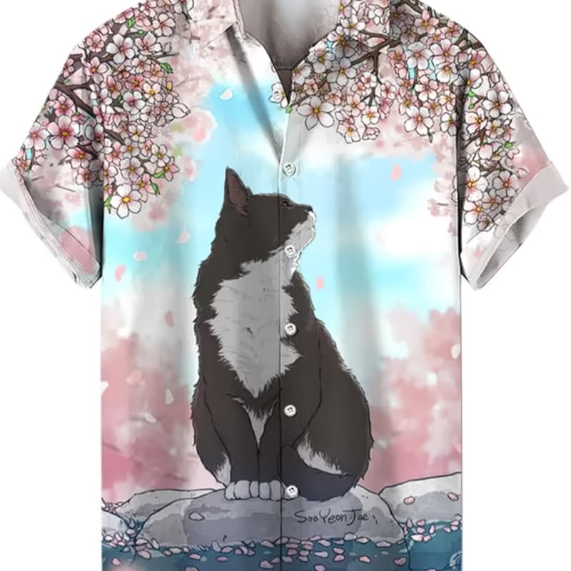 Men s printed short sleeve button-down shirt with 3D heat transfer pattern, casual beach vacation street style M
Men s printed short sleeve button-down shirt with 3D heat transfer pattern, casual beach vacation street style M