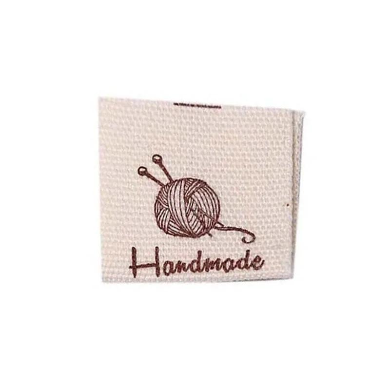 10 шт. Тканевые этикетки Ручная работа Этикетка Складные бирки Этикетка ручной работы для вязаных шапок Напечатанные хлопковые тканые пришивные бирки