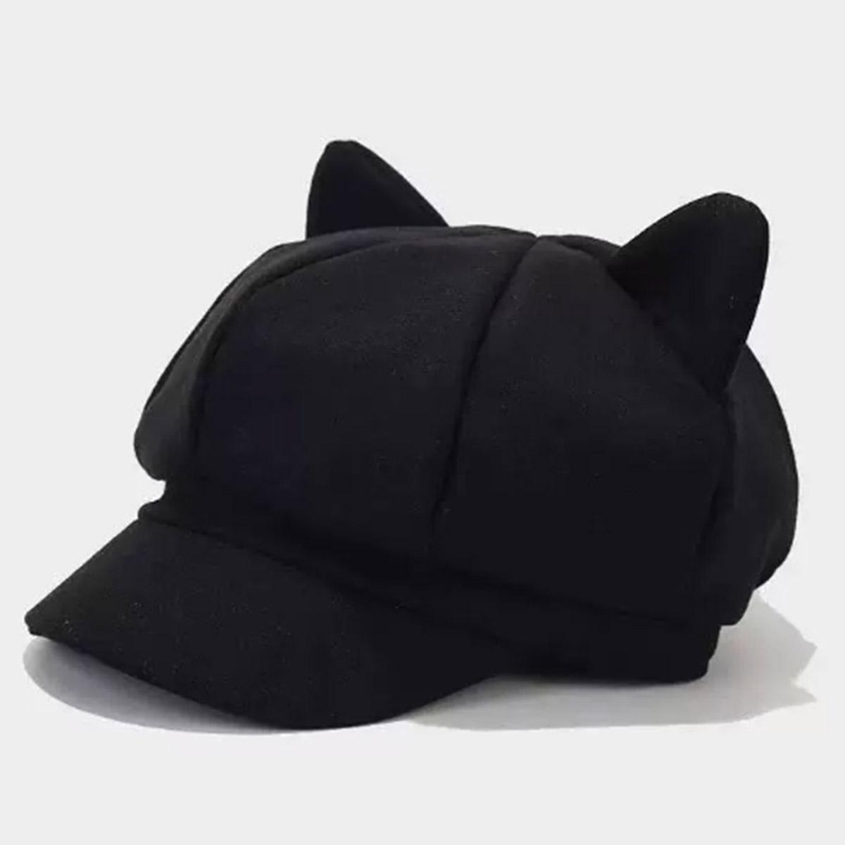 Autumn and Winter New Cute Cat Ear Trendy Octagonal Hat British Retro Woolen Beret Solid Color Fashion Painter Hat for Shopping and Students чорний
Autumn and Winter New Cute Cat Ear Trendy Octagonal Hat British Retro Woolen Beret Solid Color Fashion Painter Hat for Shopping and Students чорний