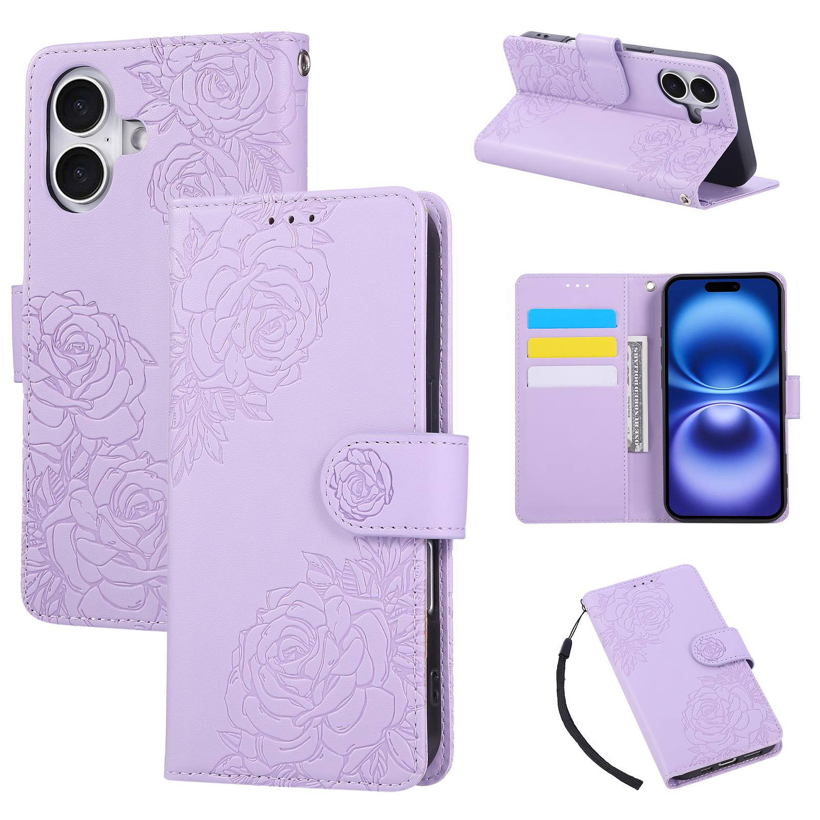 For iPhone 17 Case Rose Flower PU Leather Wallet Phone Cover with 3 Card Slots/Wrist Strap Light Purple
For iPhone 17 Case Rose Flower PU Leather Wallet Phone Cover with 3 Card Slots/Wrist Strap Light Purple
