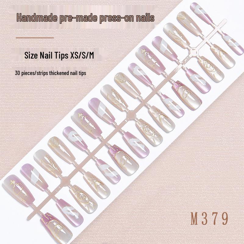 Spring/Summer French Manicure: Gilded Cat Eye Wearable Nail Tips with Embossed Design - Handmade Pre-made Nail Art Stickers
Spring/Summer French Manicure: Gilded Cat Eye Wearable Nail Tips with Embossed Design - Handmade Pre-made Nail Art Stickers
