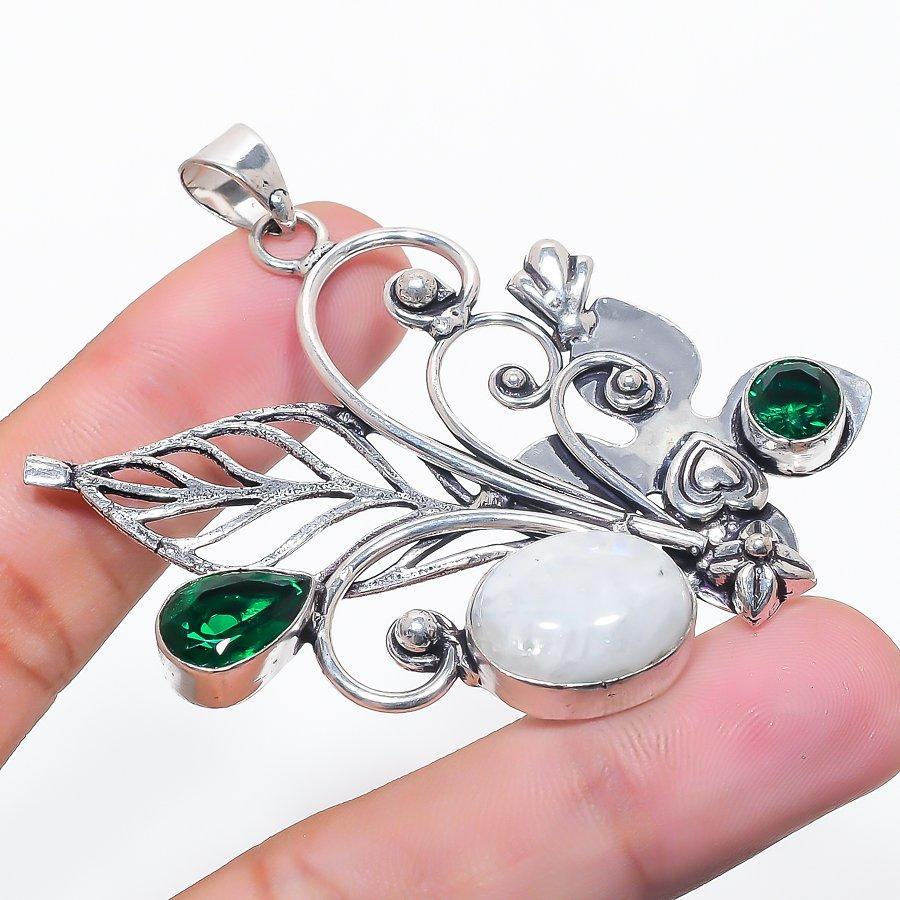 Natural Moonstone, Diopside 925 Sterling Silver Jewelry Pendant 2.36 F7U87
Natural Moonstone, Diopside 925 Sterling Silver Jewelry Pendant 2.36 F7U87