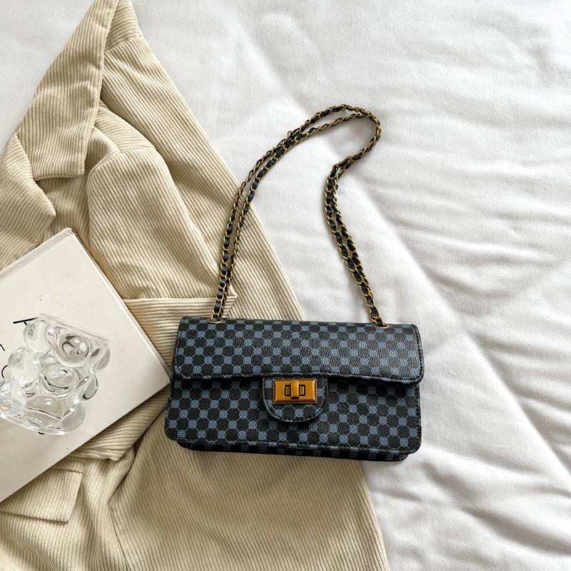 Нишевая простая сумка через плечо 2025 ранняя весна новая сумка женская повседневная простая сумка-мессенджер модная цепочка маленькая квадратная сумка синий