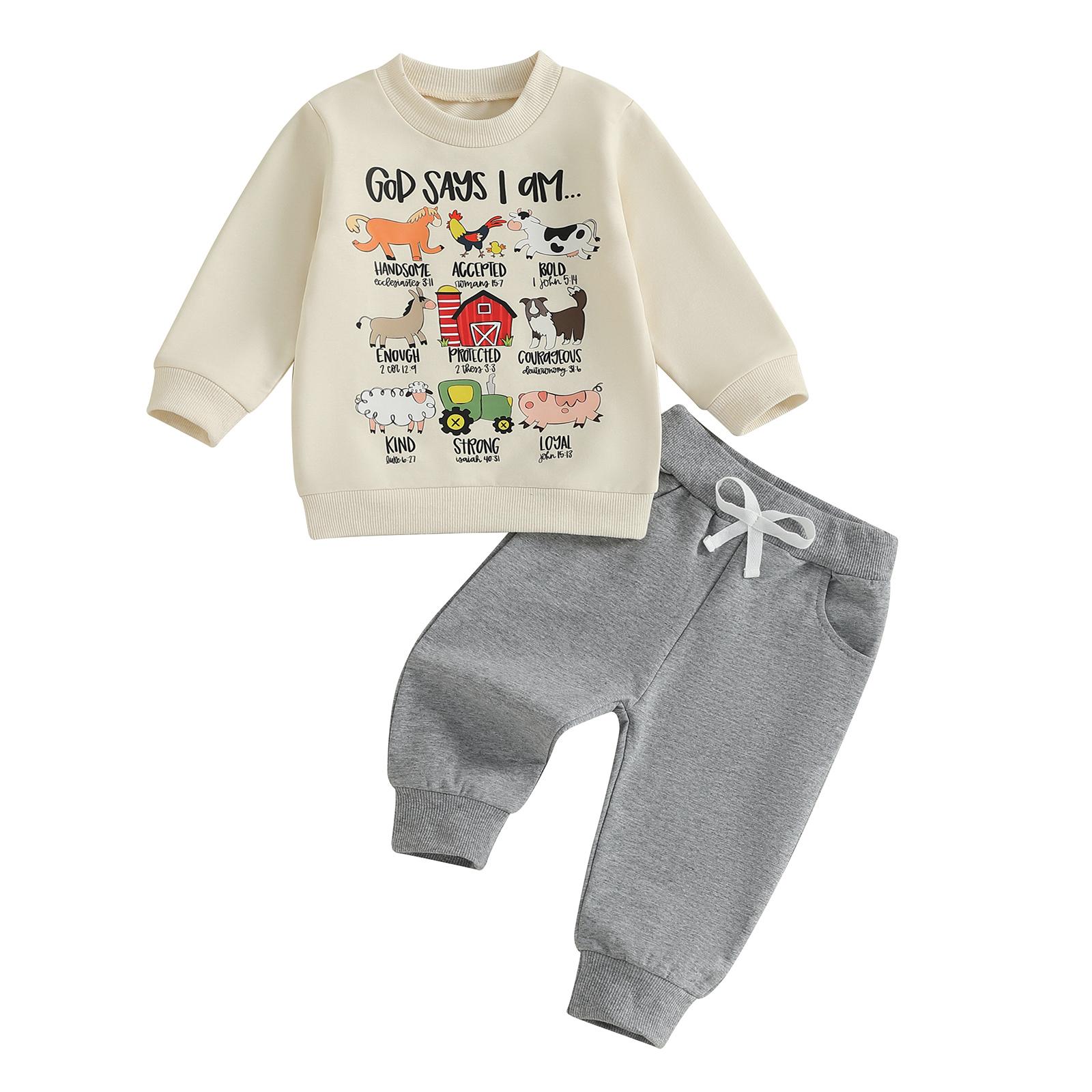 Toddler Boy Fall Outfits Animal Print Long Sleeve Round Neck Pullover Elastic Waist Solid Pants 2 Pcs Set 4-5Y бежевий
Toddler Boy Fall Outfits Animal Print Long Sleeve Round Neck Pullover Elastic Waist Solid Pants 2 Pcs Set 4-5Y бежевий