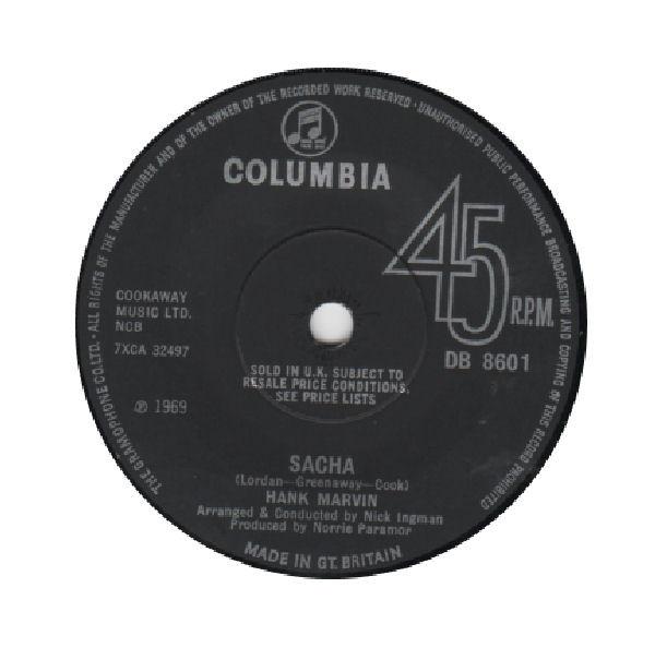 7inch Record HANK MARVIN Sacha DB8601 Columbia 1969 UK Pop Used
7inch Record HANK MARVIN Sacha DB8601 Columbia 1969 UK Pop Used