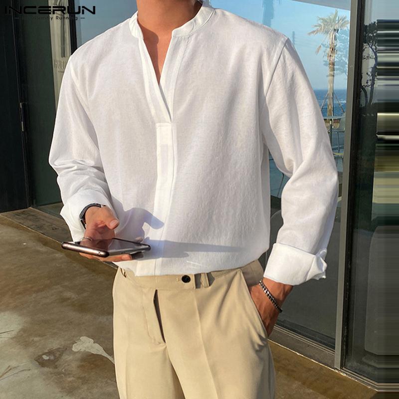 INCERUN Мужские однотонные повседневные топы с длинным рукавом и V-образным вырезом
INCERUN Мужские однотонные повседневные топы с длинным рукавом и V-образным вырезом