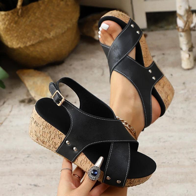 Fashion Fashion Cross Strap Platform Sandals for Women Plus Size Back Buckle Wedge Sandal Woman New Style Rivet Non-Slip Sandalias Mujer 43 чёрный
Fashion Fashion Cross Strap Platform Sandals for Women Plus Size Back Buckle Wedge Sandal Woman New Style Rivet Non-Slip Sandalias Mujer 43 чёрный
