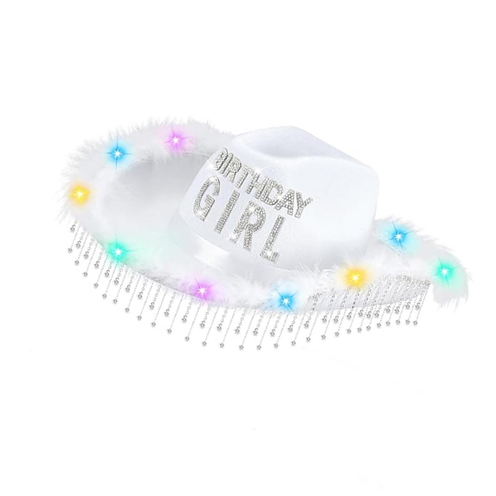 Rhinestone Tassels Cowgirl Hat With LED Party Lights Adjustable Light Up Hat Headwear for Birthday Celebrations білий
Rhinestone Tassels Cowgirl Hat With LED Party Lights Adjustable Light Up Hat Headwear for Birthday Celebrations білий
