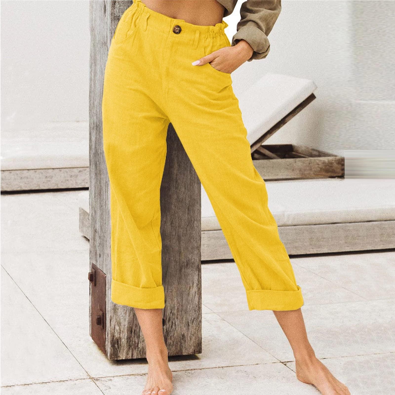 Fashion Color Cotton Linen Fashion Loose High Waist Casual Pants For Women L жовтий
Fashion Color Cotton Linen Fashion Loose High Waist Casual Pants For Women L жовтий
