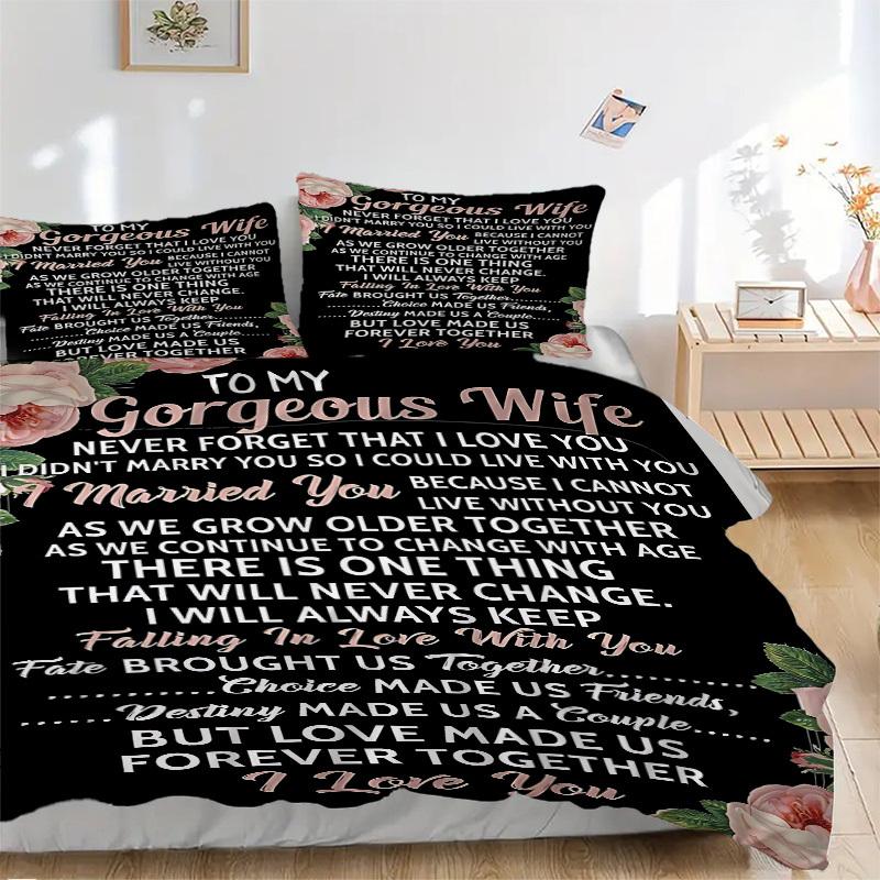 3PCs Love Quotes for Wife Design Cover Set, Breathable Fabric, Machine Washable (1 Duvet Cover + 2 Pillowcases) (Without Quilt) yy250911161 135x200cm
3PCs Love Quotes for Wife Design Cover Set, Breathable Fabric, Machine Washable (1 Duvet Cover + 2 Pillowcases) (Without Quilt) yy250911161 135x200cm