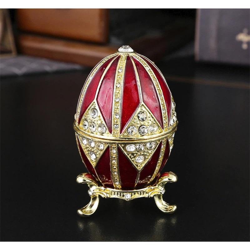 Faberge Style Red Enamel Egg Jewelry Box, Crystal Inlaid Trinket Box with Detachable Stand, Collectible Decor Gift червоний
Faberge Style Red Enamel Egg Jewelry Box, Crystal Inlaid Trinket Box with Detachable Stand, Collectible Decor Gift червоний
