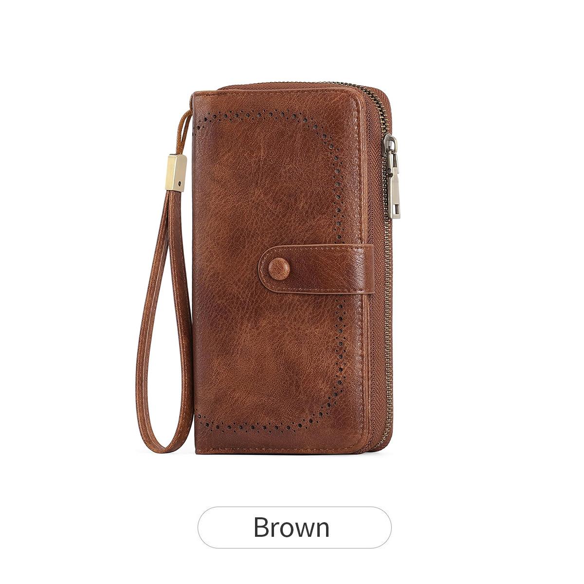 Retro ladies long wallet RFID anti-theft card holder PU leather large capacity buckle zipper coin purse fashion accordion clutch
Retro ladies long wallet RFID anti-theft card holder PU leather large capacity buckle zipper coin purse fashion accordion clutch