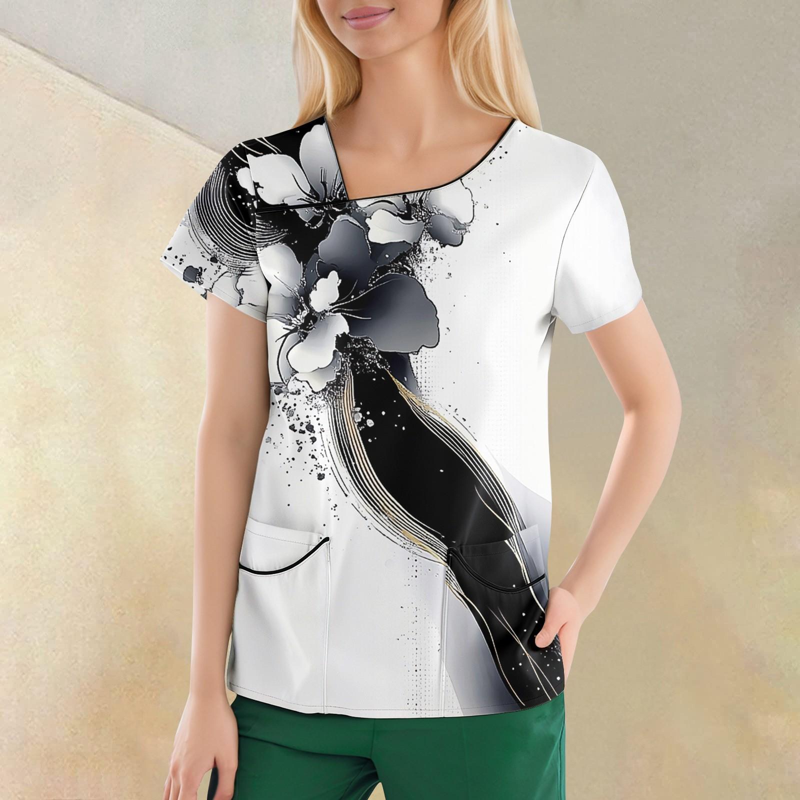 Women s Casual Print Short Sleeve Sloping Collar Workwear Top With Double Pockets XL білий
Women s Casual Print Short Sleeve Sloping Collar Workwear Top With Double Pockets XL білий