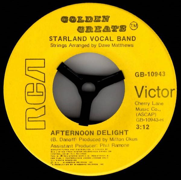 7inch Record STARLAND VOCAL BAND Afternoon Delight California Day GB10943 RCA 1976 Canada Rock Used
7inch Record STARLAND VOCAL BAND Afternoon Delight California Day GB10943 RCA 1976 Canada Rock Used