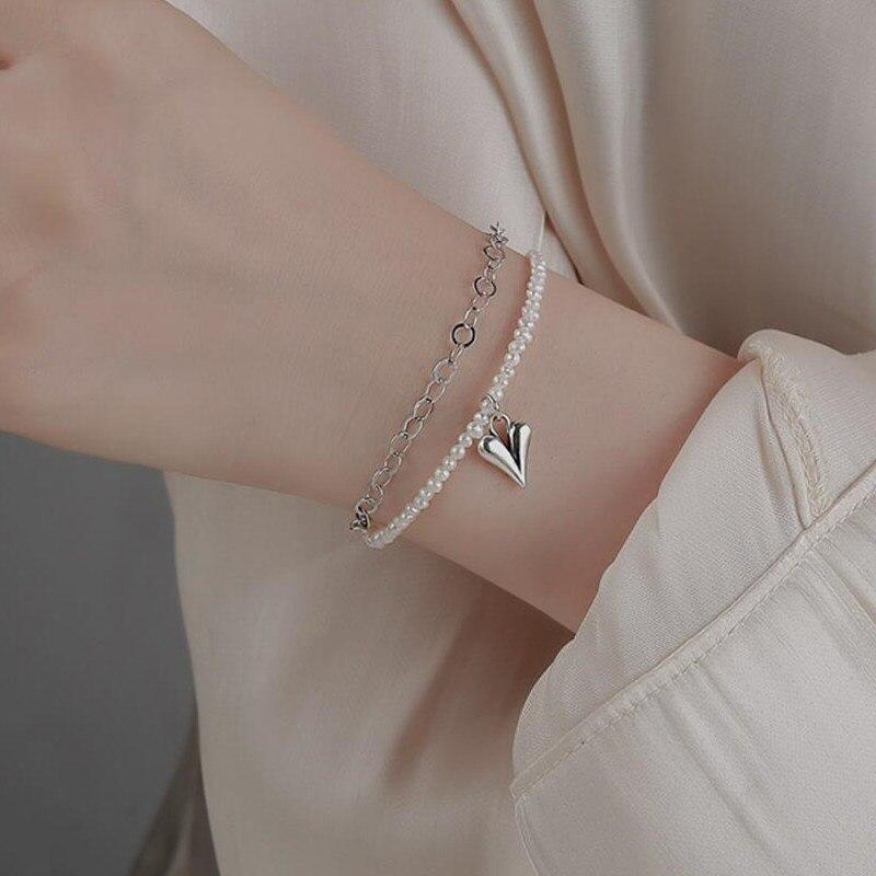 925 стерлингового серебра двухслойный браслет с подвесками в форме сердца и браслет для женщин модные ювелирные изделия Pulseras Mujer SL367
925 стерлингового серебра двухслойный браслет с подвесками в форме сердца и браслет для женщин модные ювелирные изделия Pulseras Mujer SL367