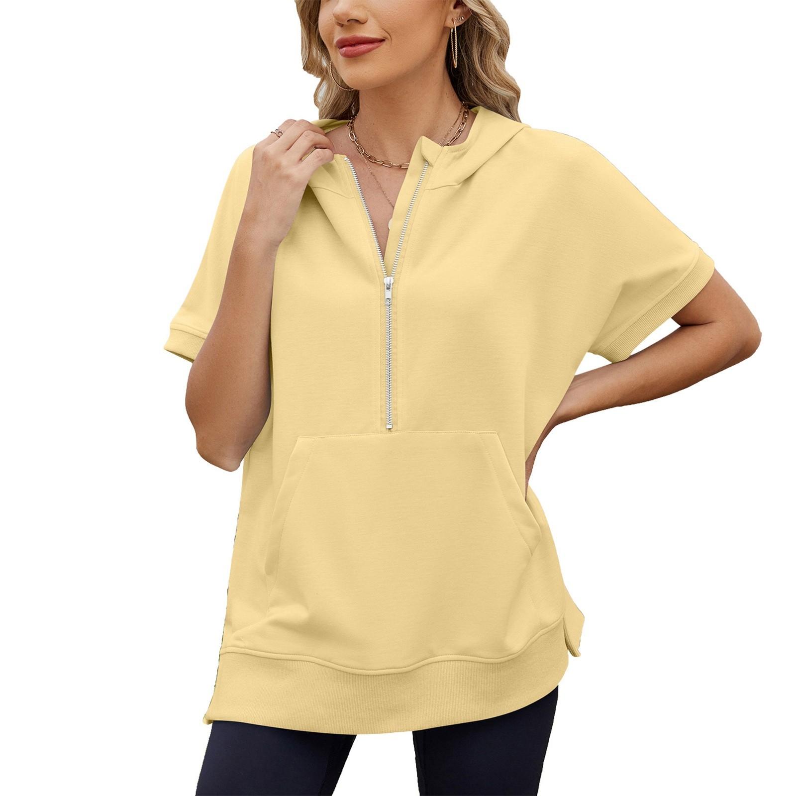 Женская мода однотонный свободный короткий рукав с капюшоном и карманом на молнии XL жёлтый
Женская мода однотонный свободный короткий рукав с капюшоном и карманом на молнии XL жёлтый