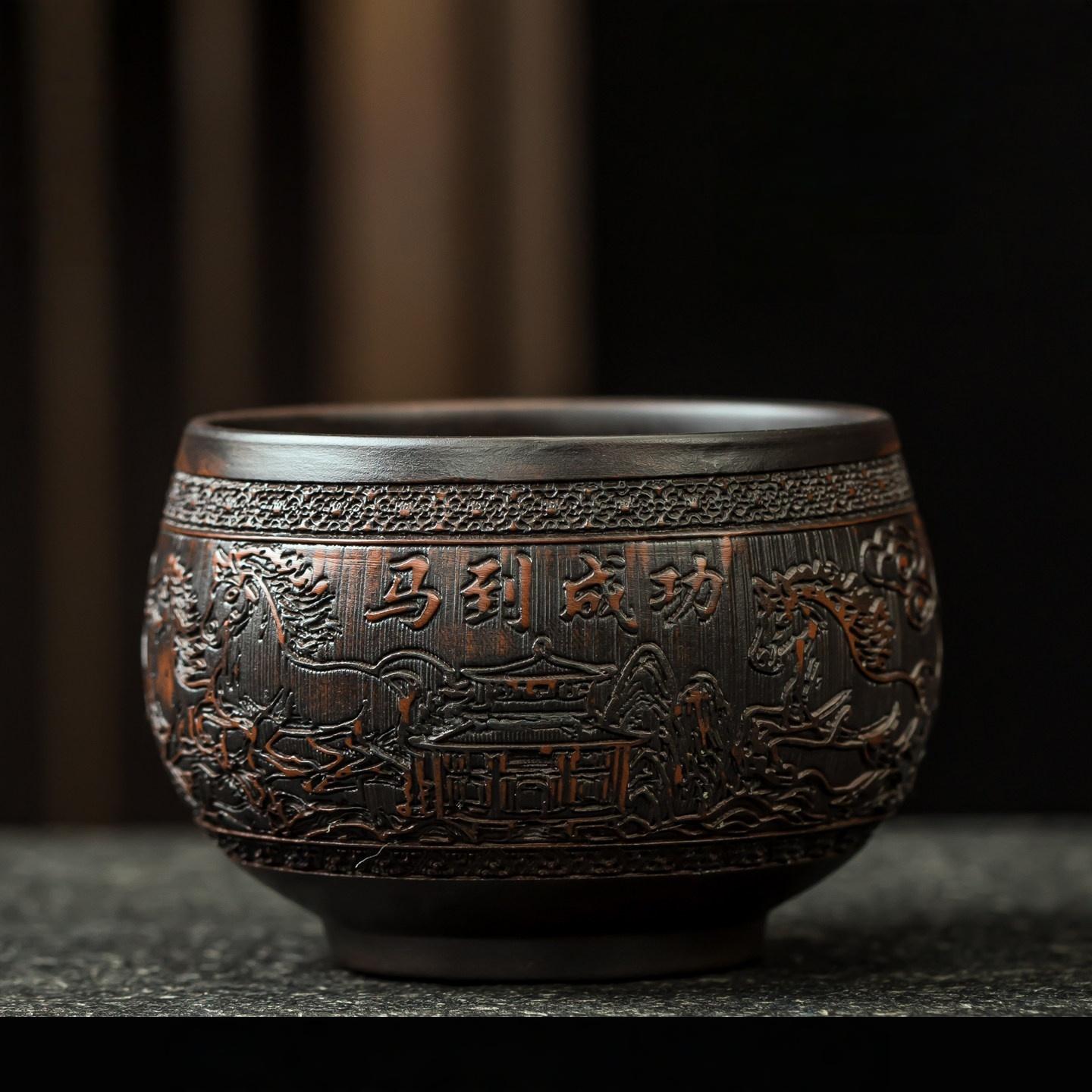 Handmade Carving Purple pottery Jianshui Master Cup Household Tea Cup Handmade Tea Bowl Smelling Cup Teaset 200ml
Handmade Carving Purple pottery Jianshui Master Cup Household Tea Cup Handmade Tea Bowl Smelling Cup Teaset 200ml