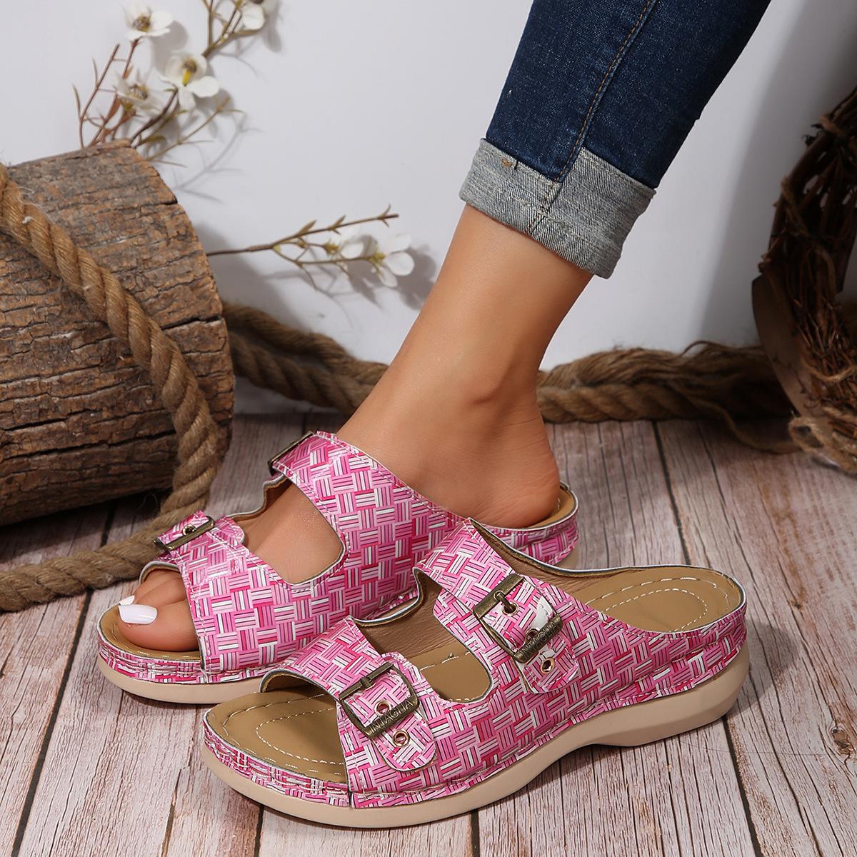 Women Double Buckle Wedge Heeled Sandals Female Summer New Clip Toe Platform Slippers Women Comfortable Thick Sole Flip Flops 43 43 розовый
Women Double Buckle Wedge Heeled Sandals Female Summer New Clip Toe Platform Slippers Women Comfortable Thick Sole Flip Flops 43 43 розовый