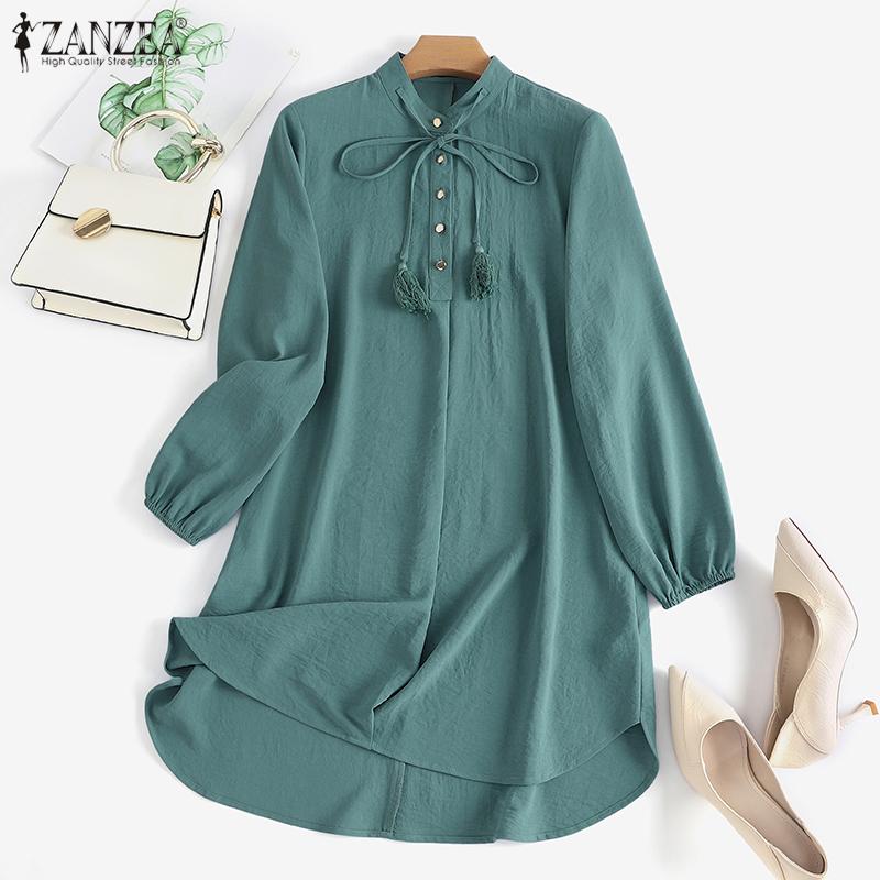 ZANZEA Женское повседневное свободное платье-рубашка с длинным рукавом и круглым вырезом
ZANZEA Женское повседневное свободное платье-рубашка с длинным рукавом и круглым вырезом