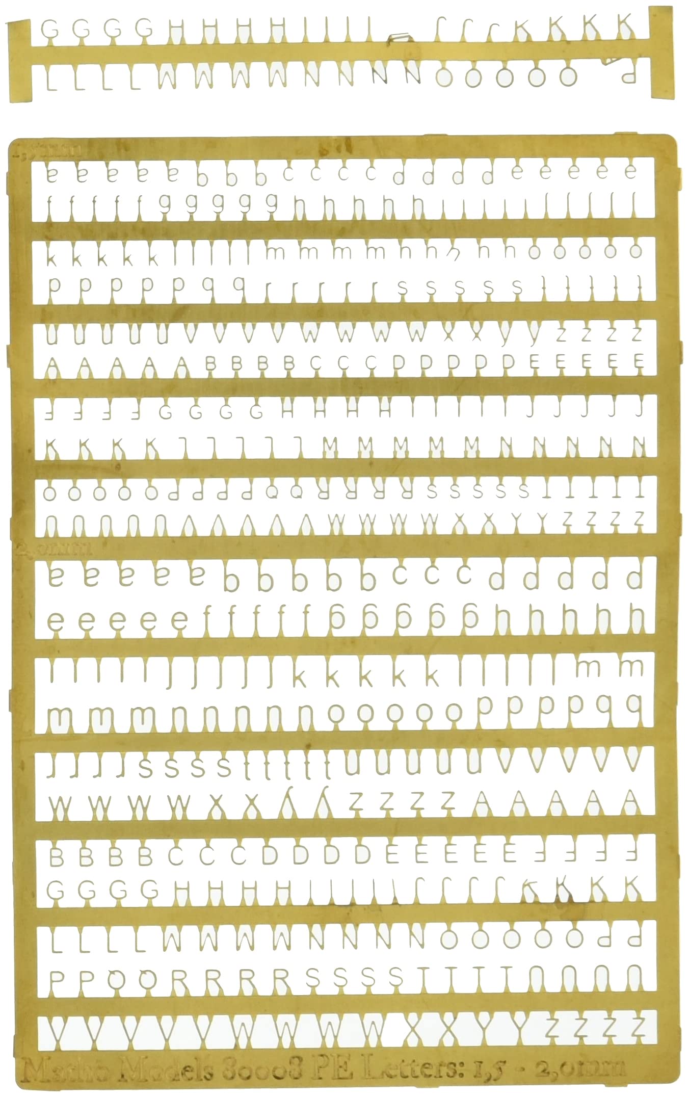 Masomodel Freescale Gothic Roman letter размер листа пластиковые детали модели MH80008 фототравление 1,5/2,0 мм
Masomodel Freescale Gothic Roman letter размер листа пластиковые детали модели MH80008 фототравление 1,5/2,0 мм