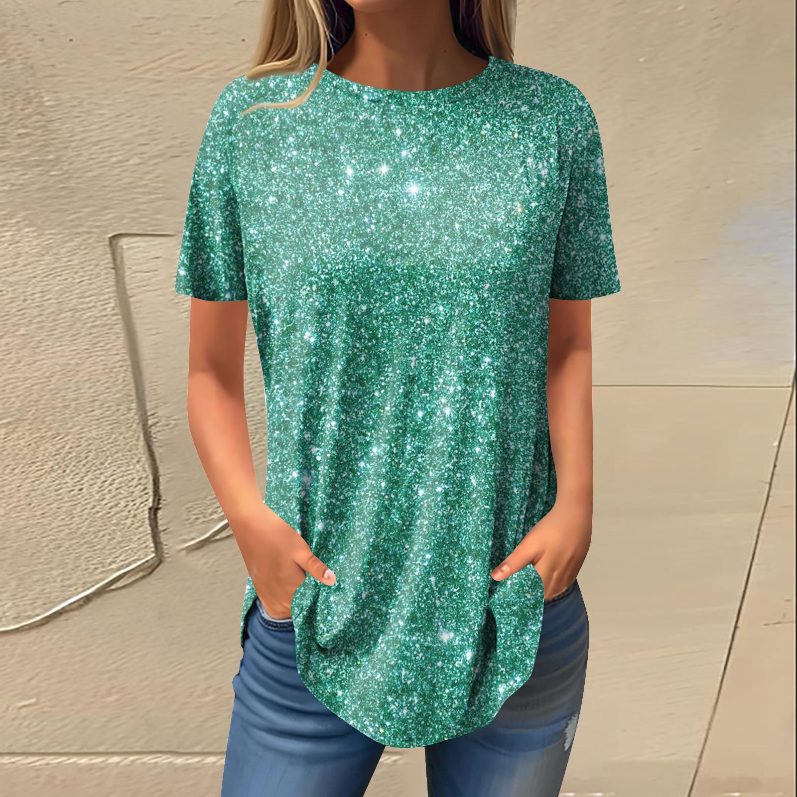 Женская мода, повседневная футболка с круглым вырезом и блестками, пуловер с короткими рукавами, топ XXXL
Женская мода, повседневная футболка с круглым вырезом и блестками, пуловер с короткими рукавами, топ XXXL