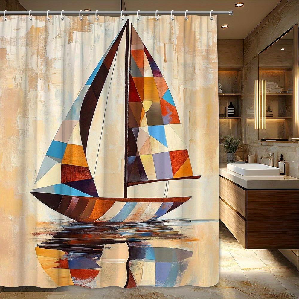 1Pc Patchwork Sailboat Shower Curtain - Geometric Sails, Abstract Background, Polyester, Bathroom Decor W60H190(CM)-1 Pcs
1Pc Patchwork Sailboat Shower Curtain - Geometric Sails, Abstract Background, Polyester, Bathroom Decor W60H190(CM)-1 Pcs